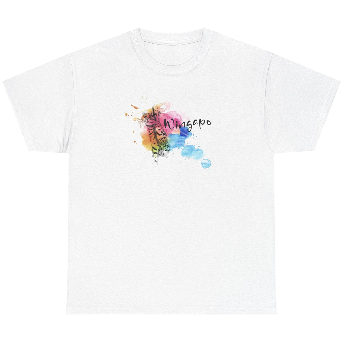 T-Shirt Wingapo Watercolor Design Featuring Flounder the Purrmaid, shown in White