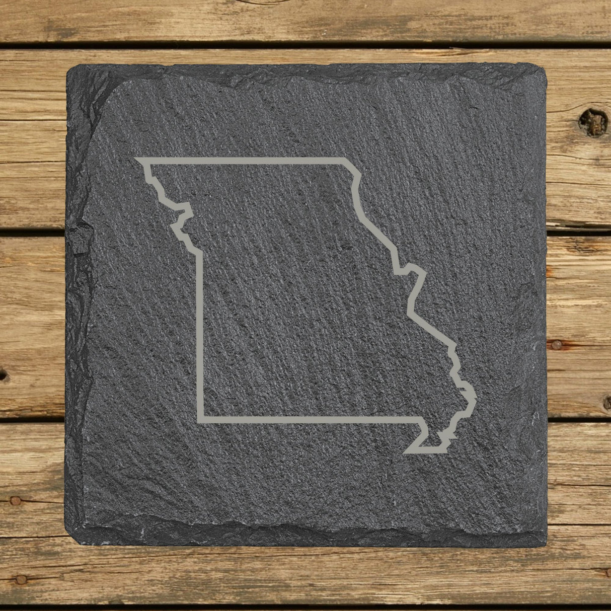 Missouri Slate Coaster Set – Engraved Natural Stone (Set of 4)