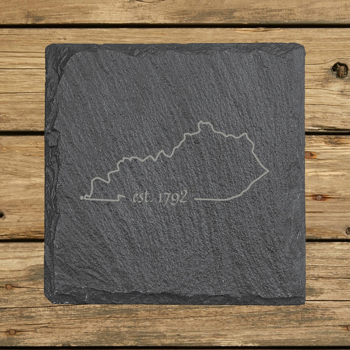Kentucky Slate Coaster Set – Engraved Natural Stone (Set of 4)