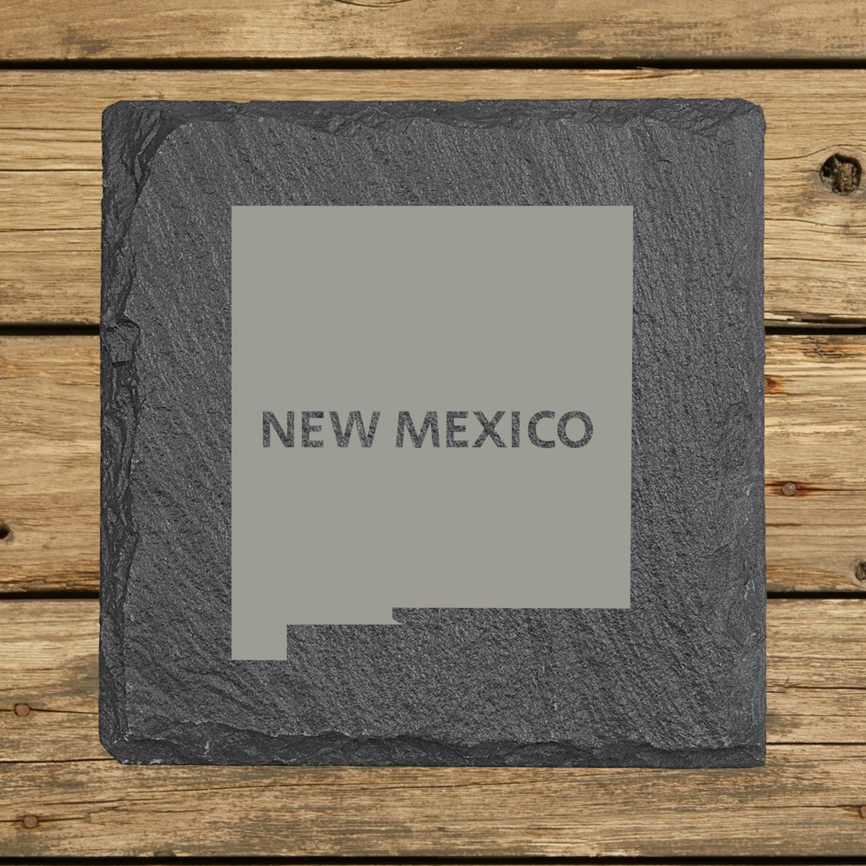 New Mexico Slate Coaster Set – Engraved Natural Stone (Set of 4)