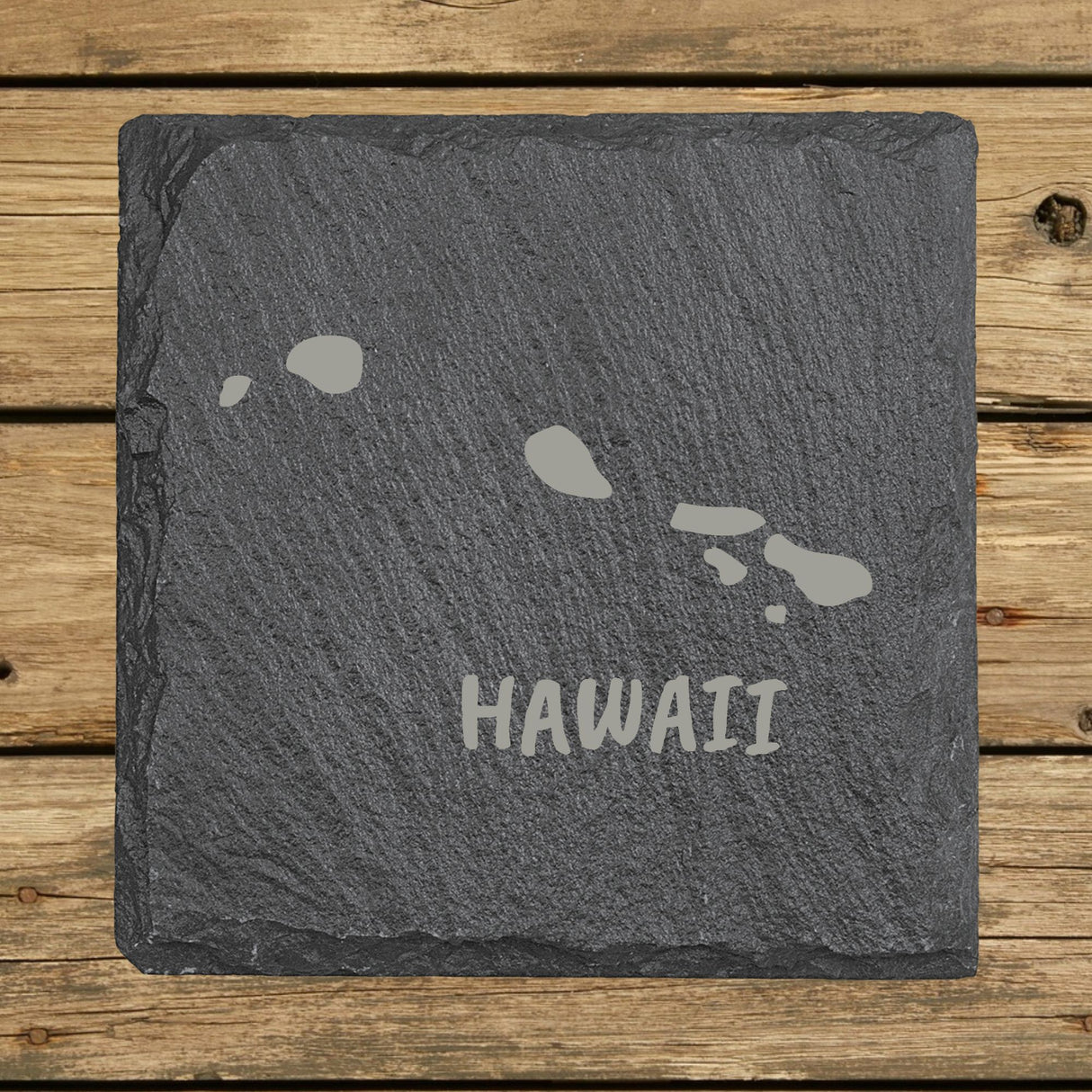 Hawaii Slate Coaster Set – Engraved Natural Stone (Set of 4)