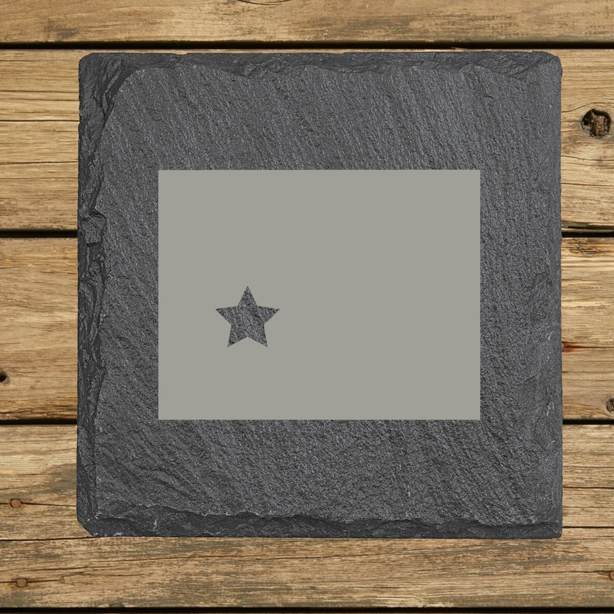 Wyoming Slate Coaster Set – Engraved Natural Stone (Set of 4)