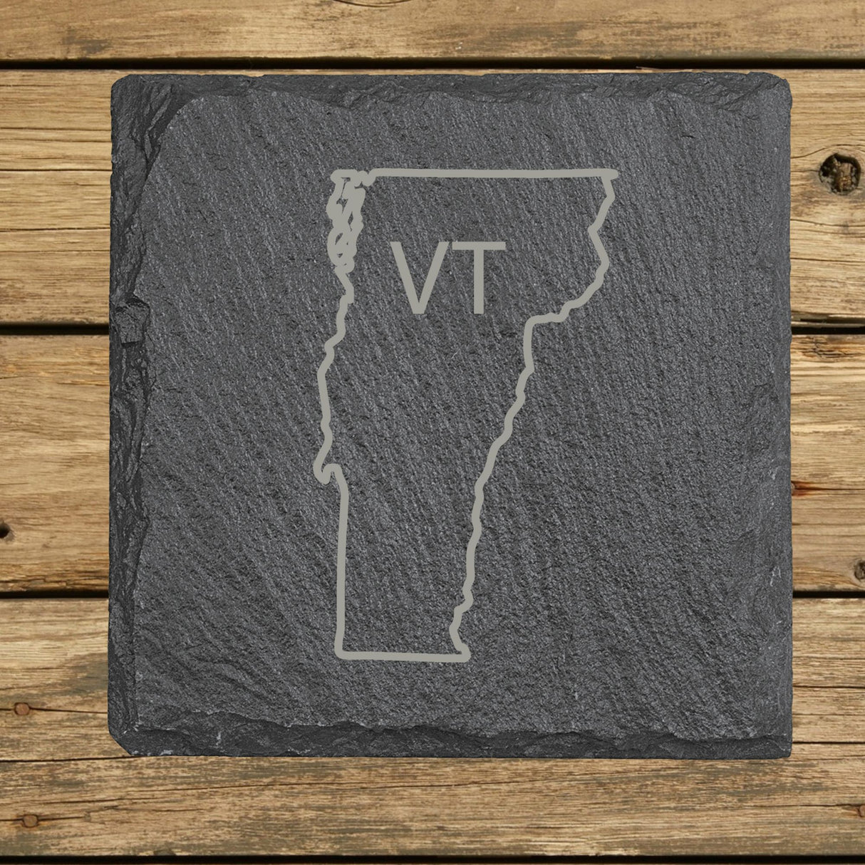 Vermont Slate Coaster Set – Engraved Natural Stone (Set of 4)