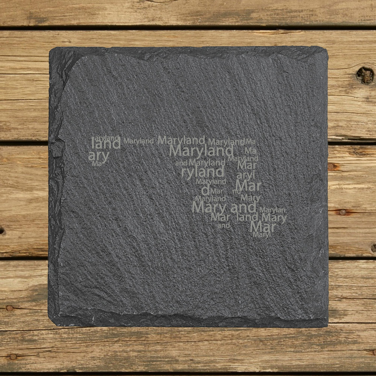 Maryland Slate Coaster Set – Engraved Natural Stone (Set of 4)