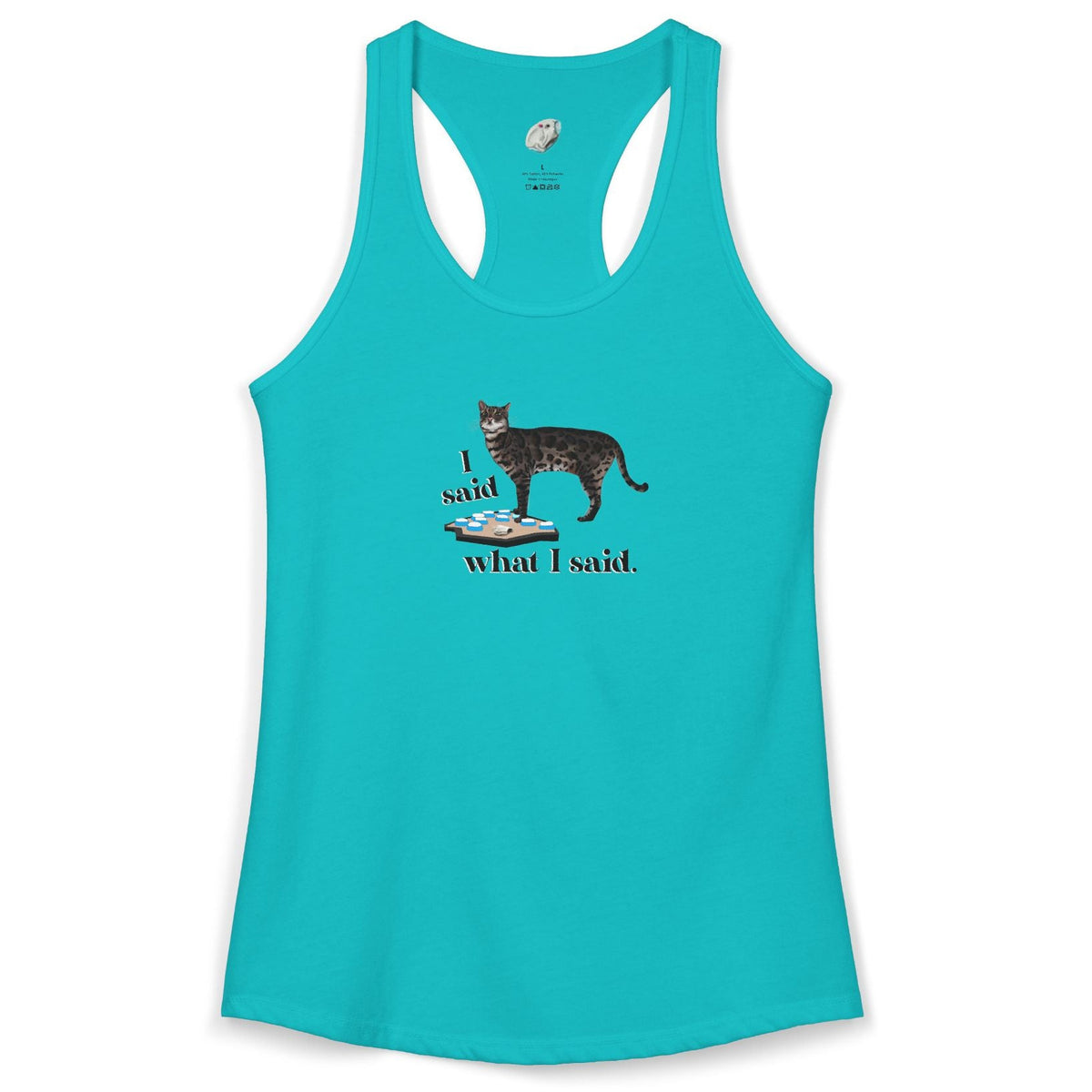 I Said What I Said Tank - Flounder Talking Pet Buttons Racerback Tank, shown in Tahiti Blue