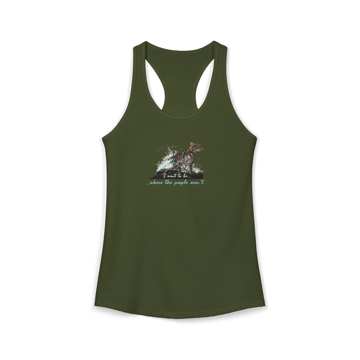 Purrmaid Flounder Racerback Tank — "I Want to Be Where the People Aren't"