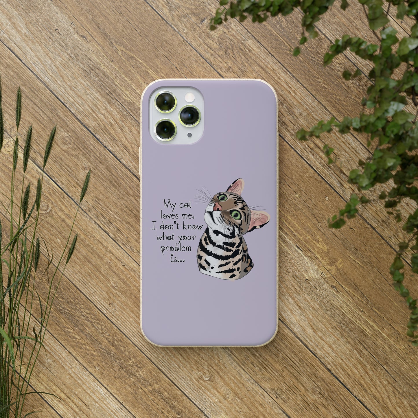 Flounder Cat - My Cat Loves Me Biodegradable Phone Case – Eco-Friendly Protection