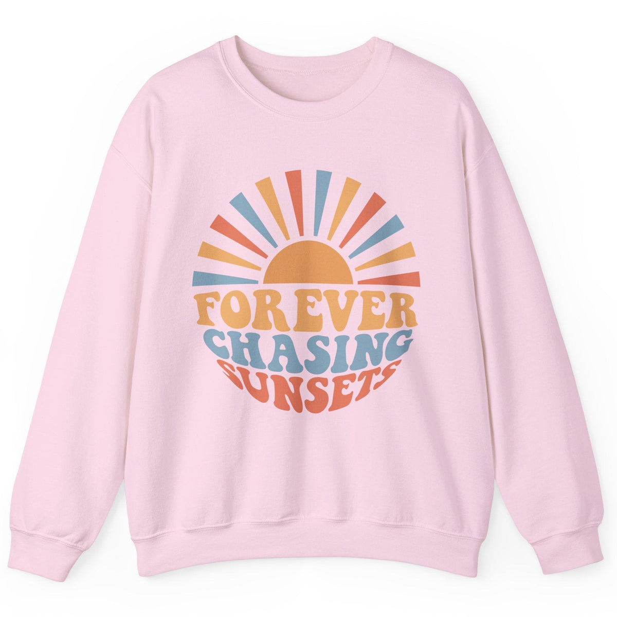 Forever Chasing Sunsets crewneck sweatshirt in light pink