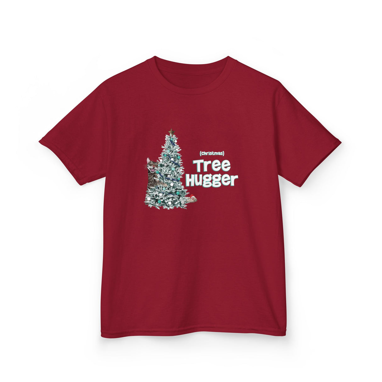 Kids Tee Christmas Tree Hugger Flounder the Purrmaid Design