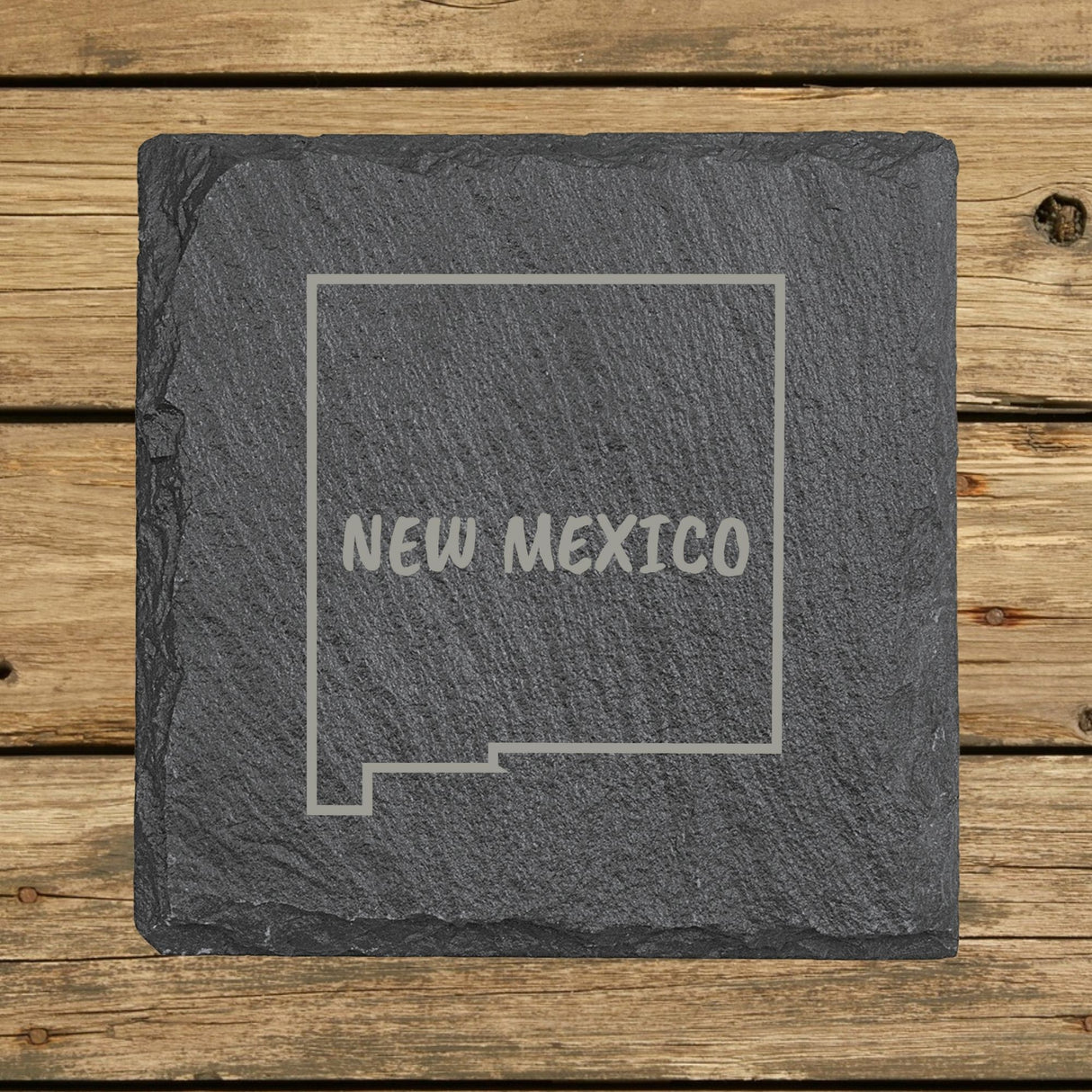 New Mexico Slate Coaster Set – Engraved Natural Stone (Set of 4)