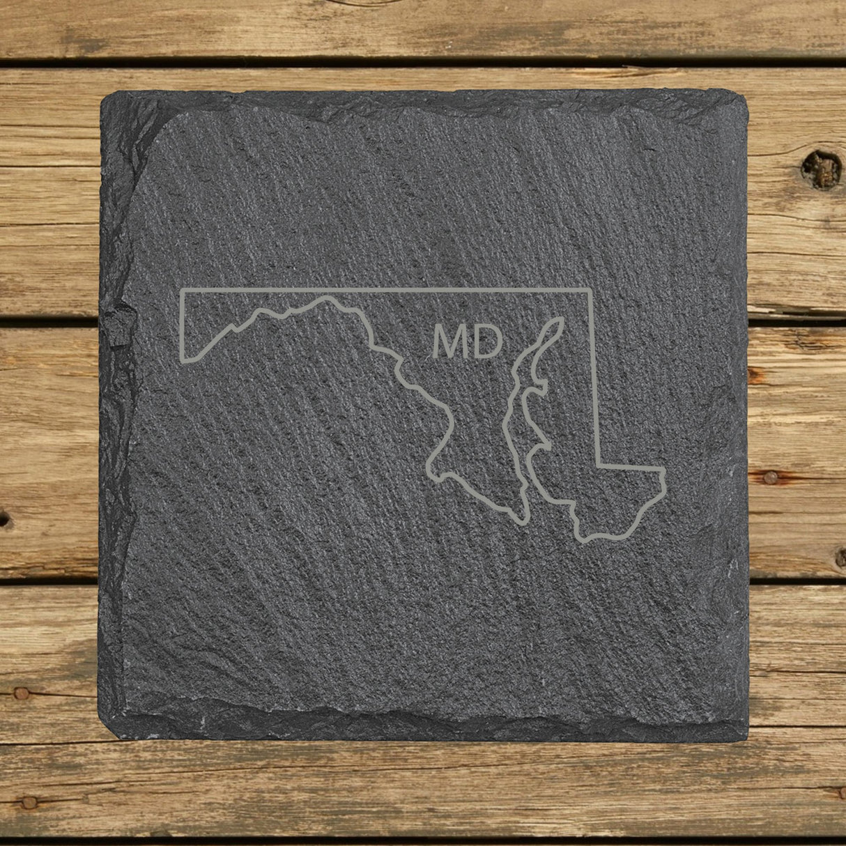 Maryland Slate Coaster Set – Engraved Natural Stone (Set of 4)
