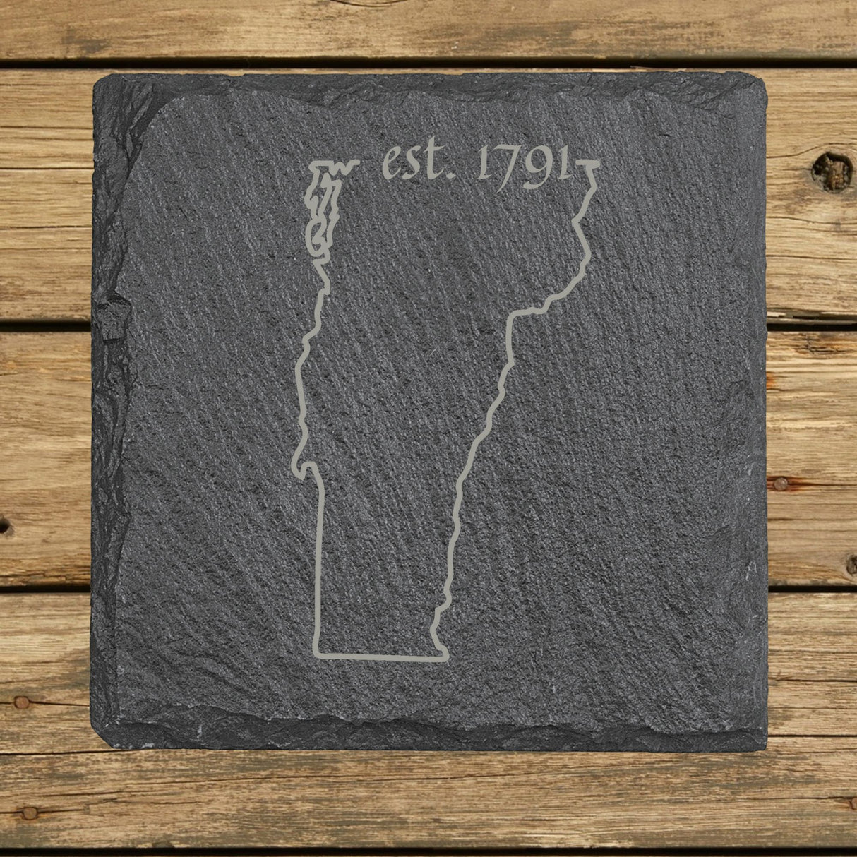 Vermont Slate Coaster Set – Engraved Natural Stone (Set of 4)