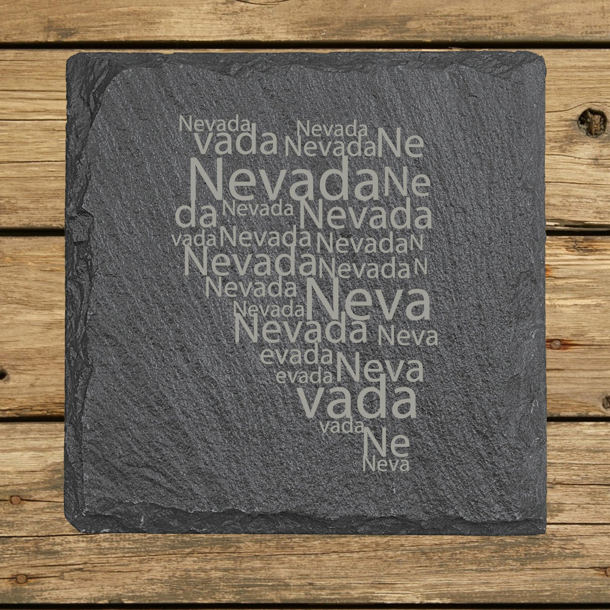 Nevada Slate Coaster Set – Engraved Natural Stone (Set of 4)