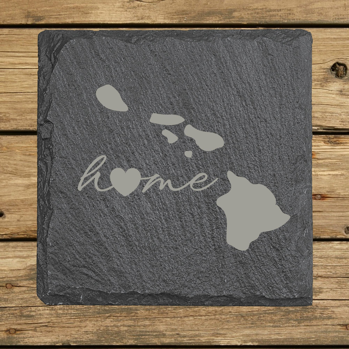 Hawaii Slate Coaster Set – Engraved Natural Stone (Set of 4)