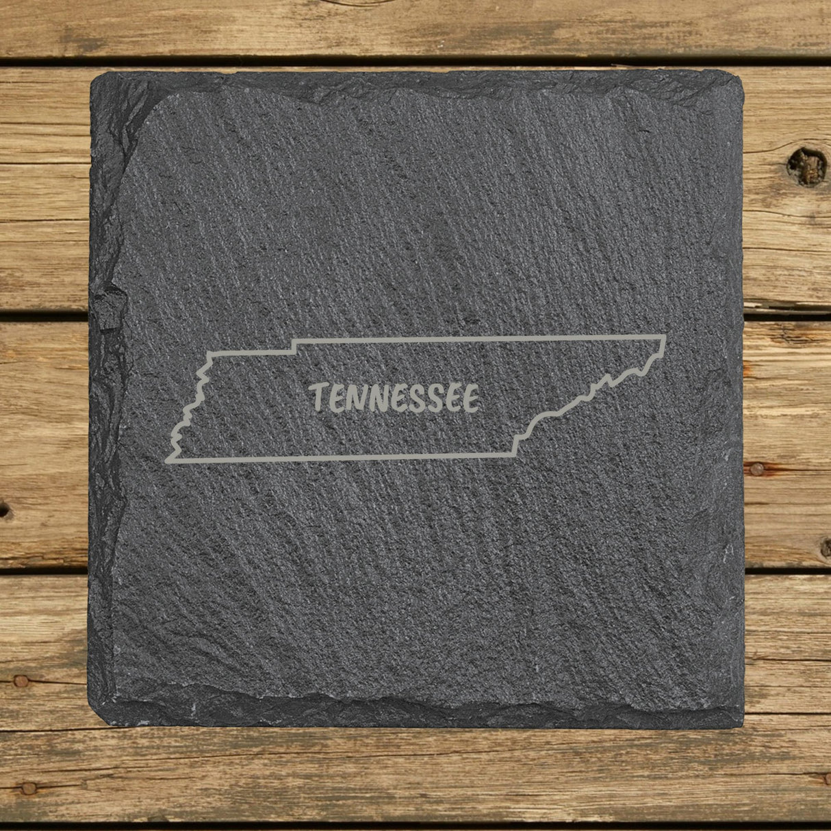 Tennessee Slate Coaster Set – Engraved Natural Stone (Set of 4)