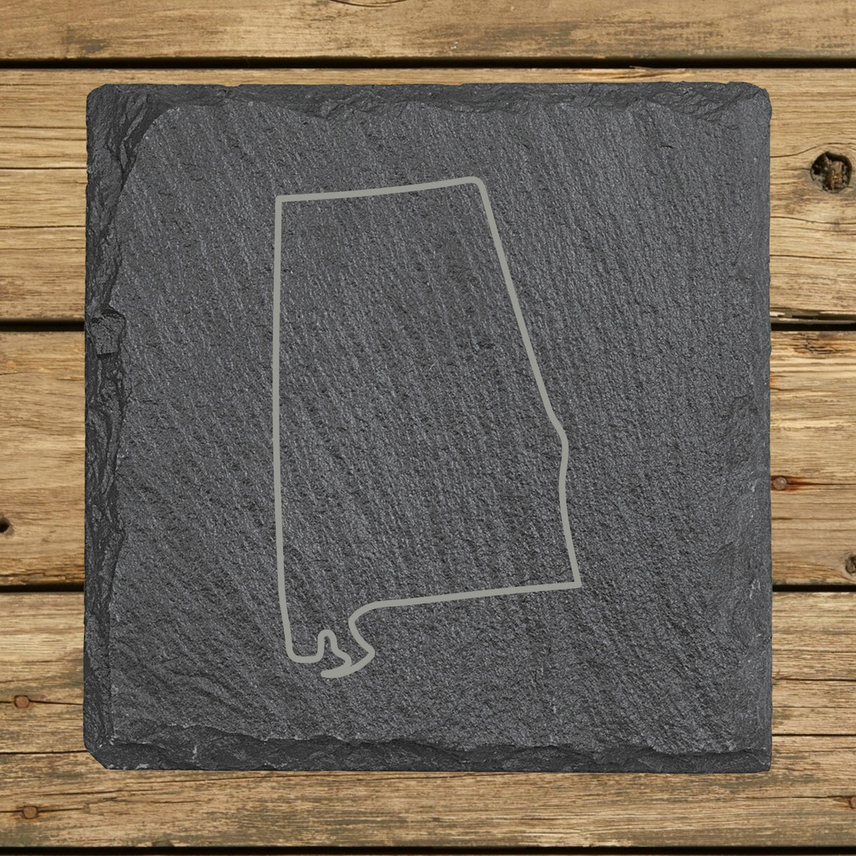 Alabama Slate Coaster Set – Engraved Natural Stone (Set of 4)