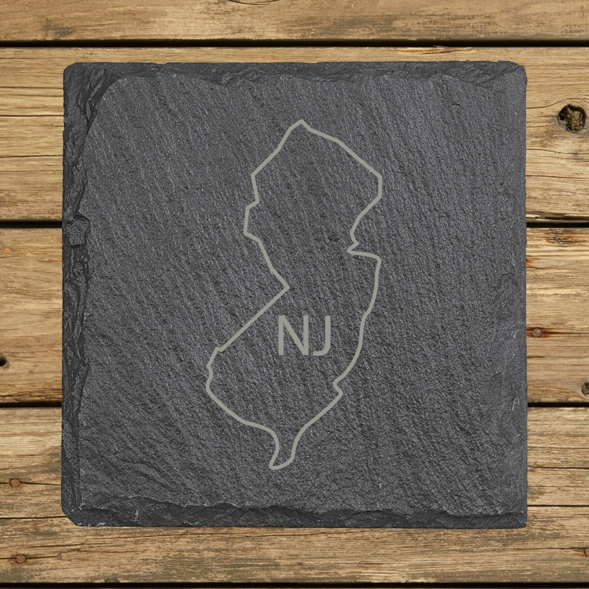 New Jersey Slate Coaster Set – Engraved Natural Stone (Set of 4)