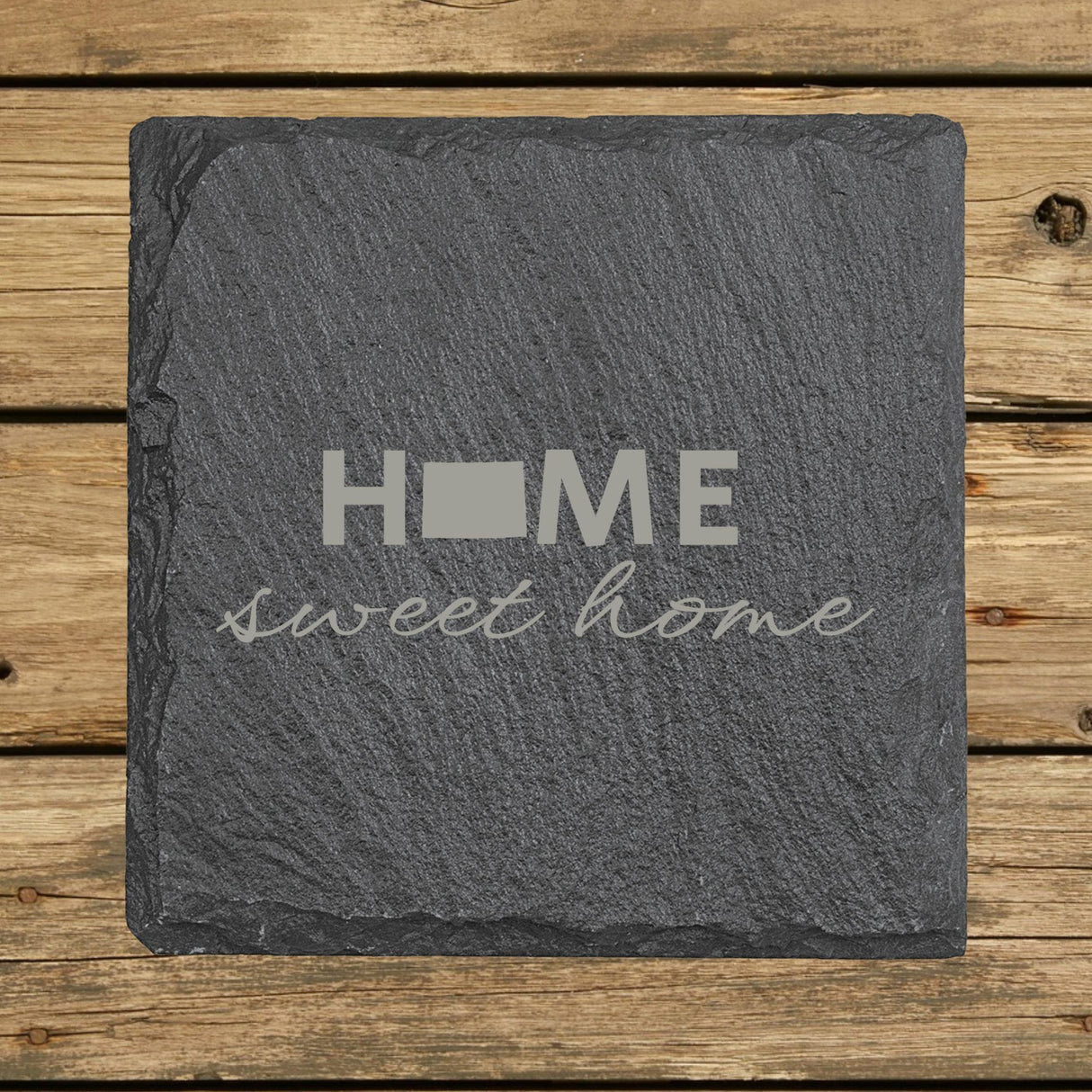 Colorado Slate Coaster Set – Engraved Natural Stone (Set of 4)