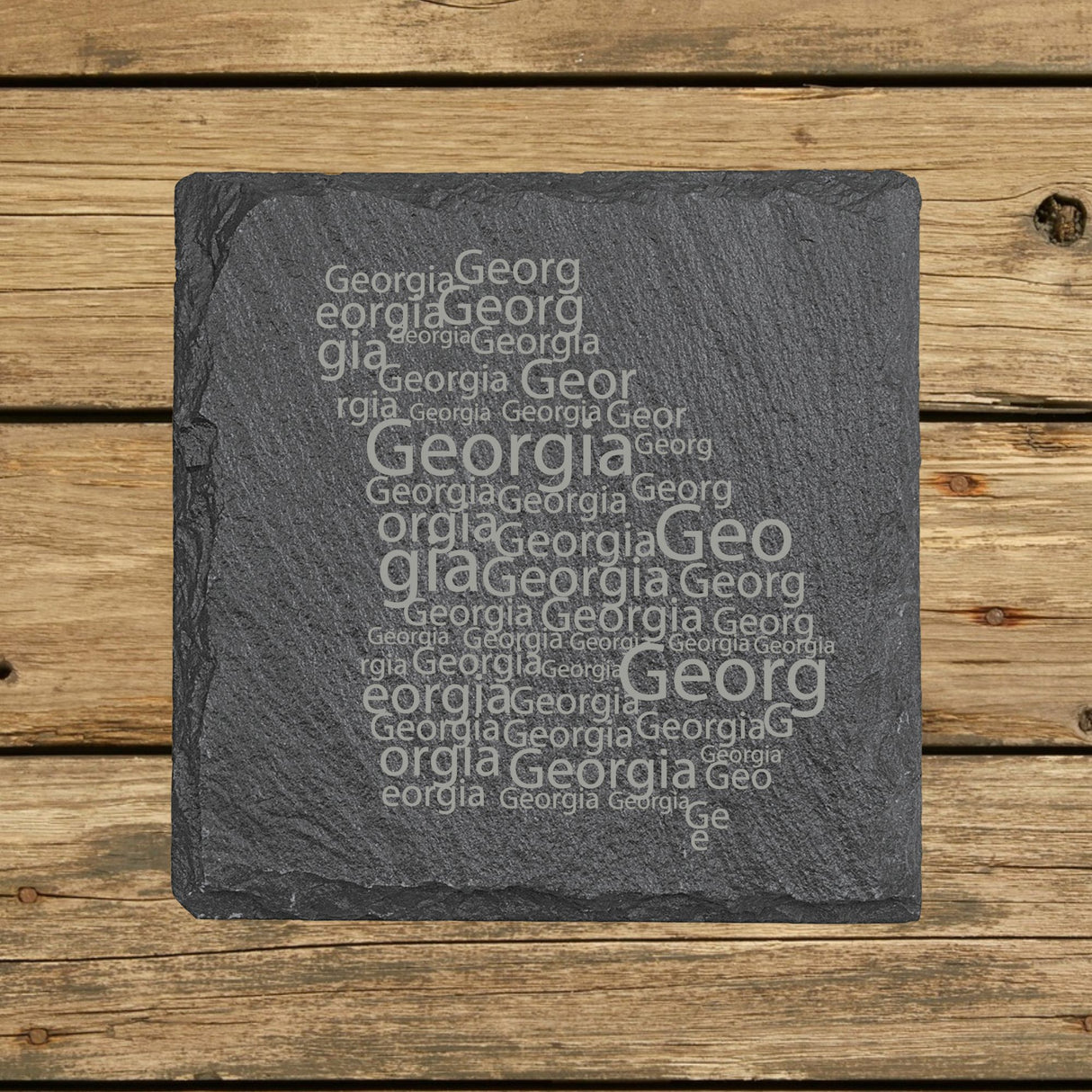 Georgia Slate Coaster Set – Engraved Natural Stone (Set of 4)