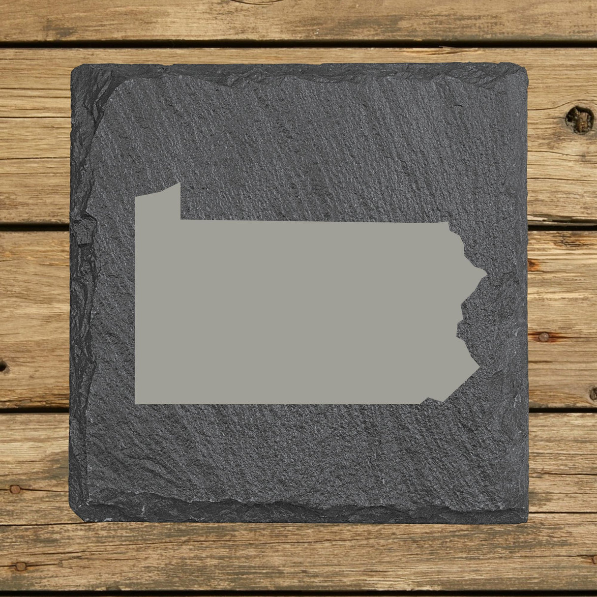 Pennsylvania Slate Coaster Set – Engraved Natural Stone (Set of 4)
