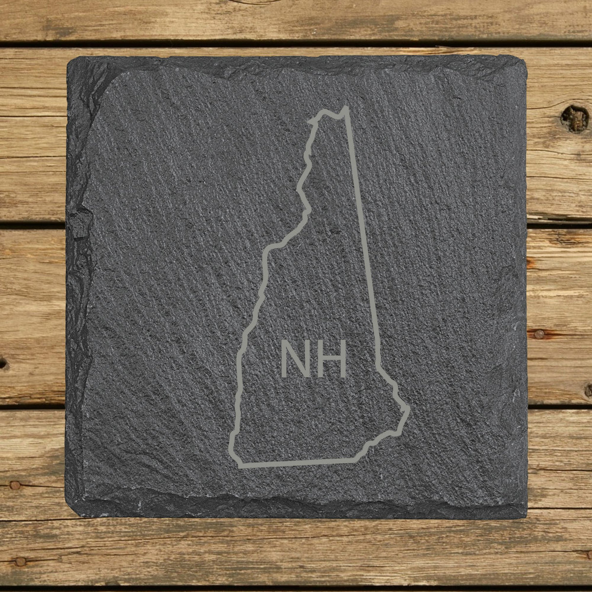 New Hampshire Slate Coaster Set – Engraved Natural Stone (Set of 4)