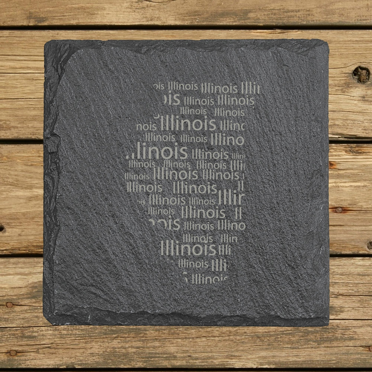 Illinois Slate Coaster Set – Engraved Natural Stone (Set of 4)