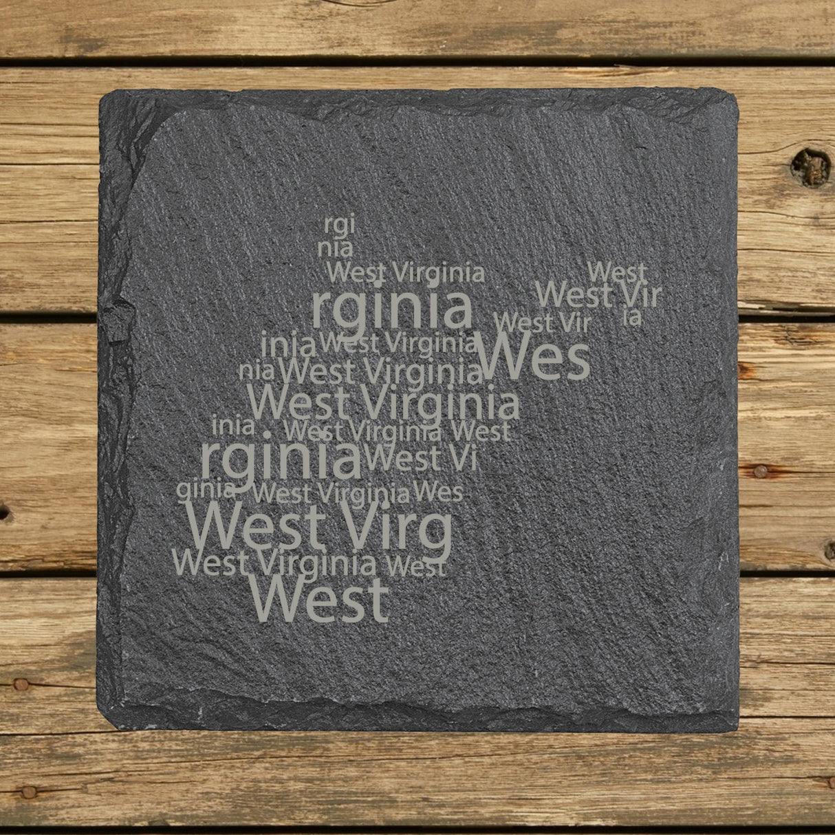 West Virginia Slate Coaster Set – Engraved Natural Stone (Set of 4)