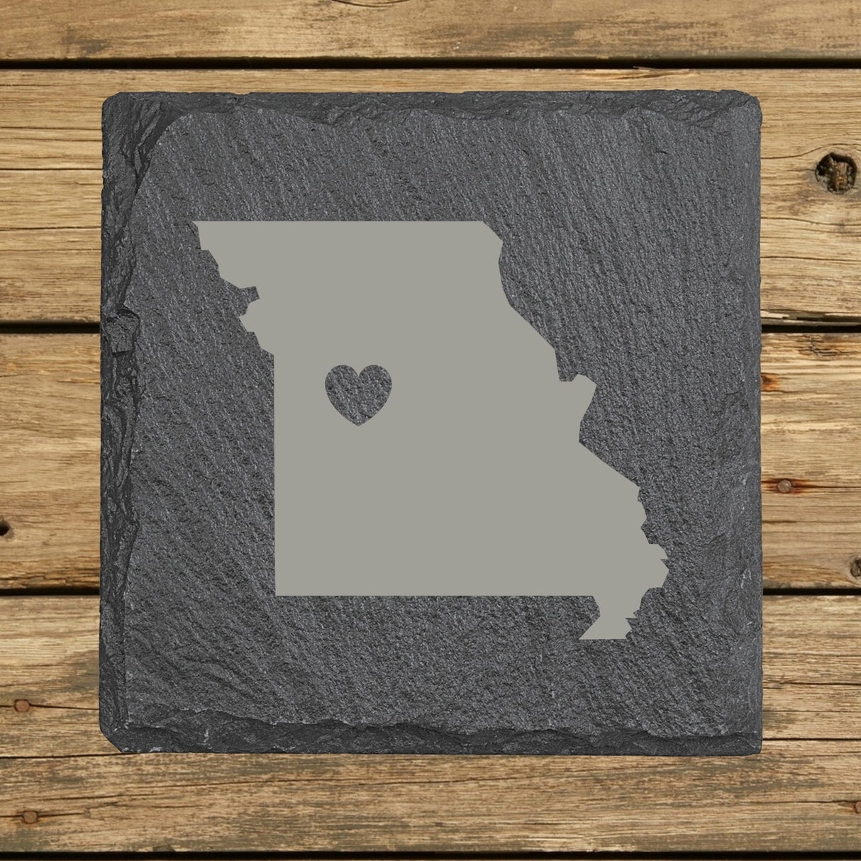 Missouri Slate Coaster Set – Engraved Natural Stone (Set of 4)