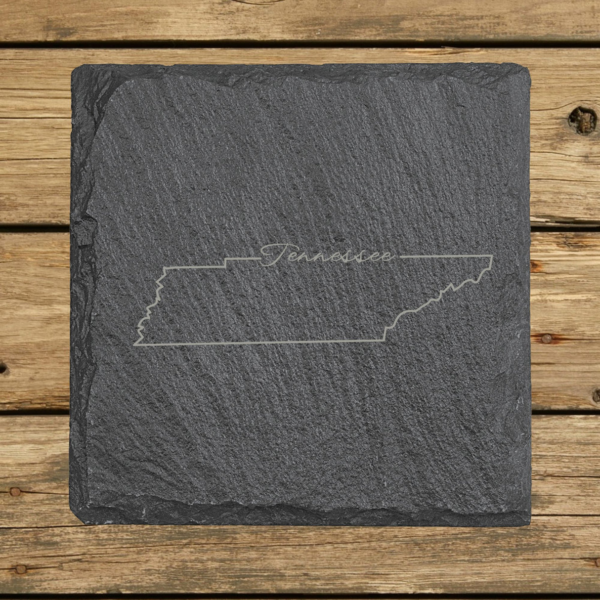 Tennessee Slate Coaster Set – Engraved Natural Stone (Set of 4)