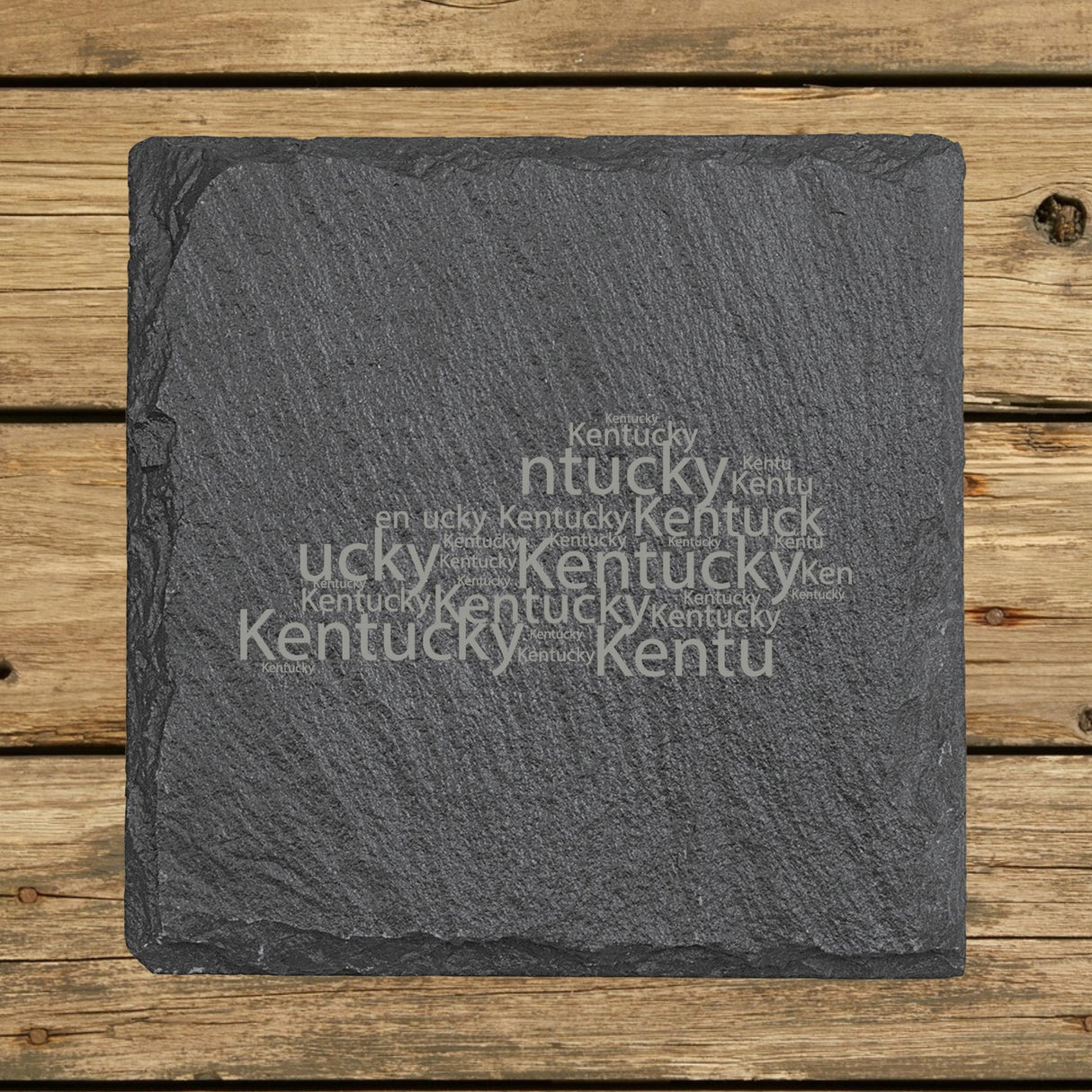 Kentucky Slate Coaster Set – Engraved Natural Stone (Set of 4)