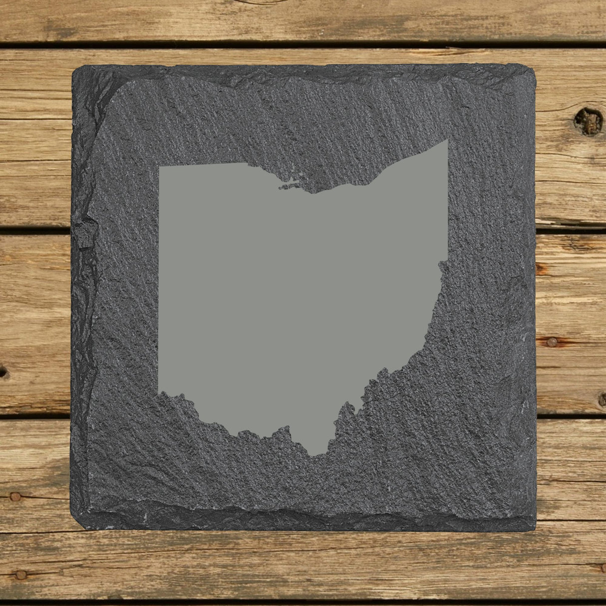Ohio Slate Coaster Set – Engraved Natural Stone (Set of 4)