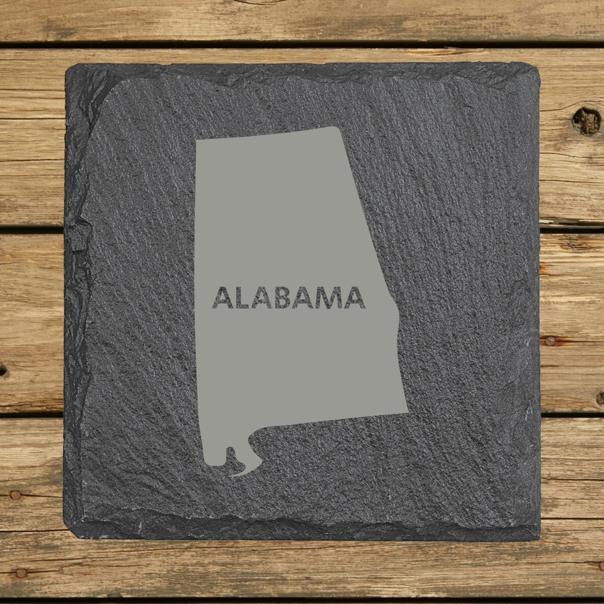 Alabama Slate Coaster Set – Engraved Natural Stone (Set of 4)
