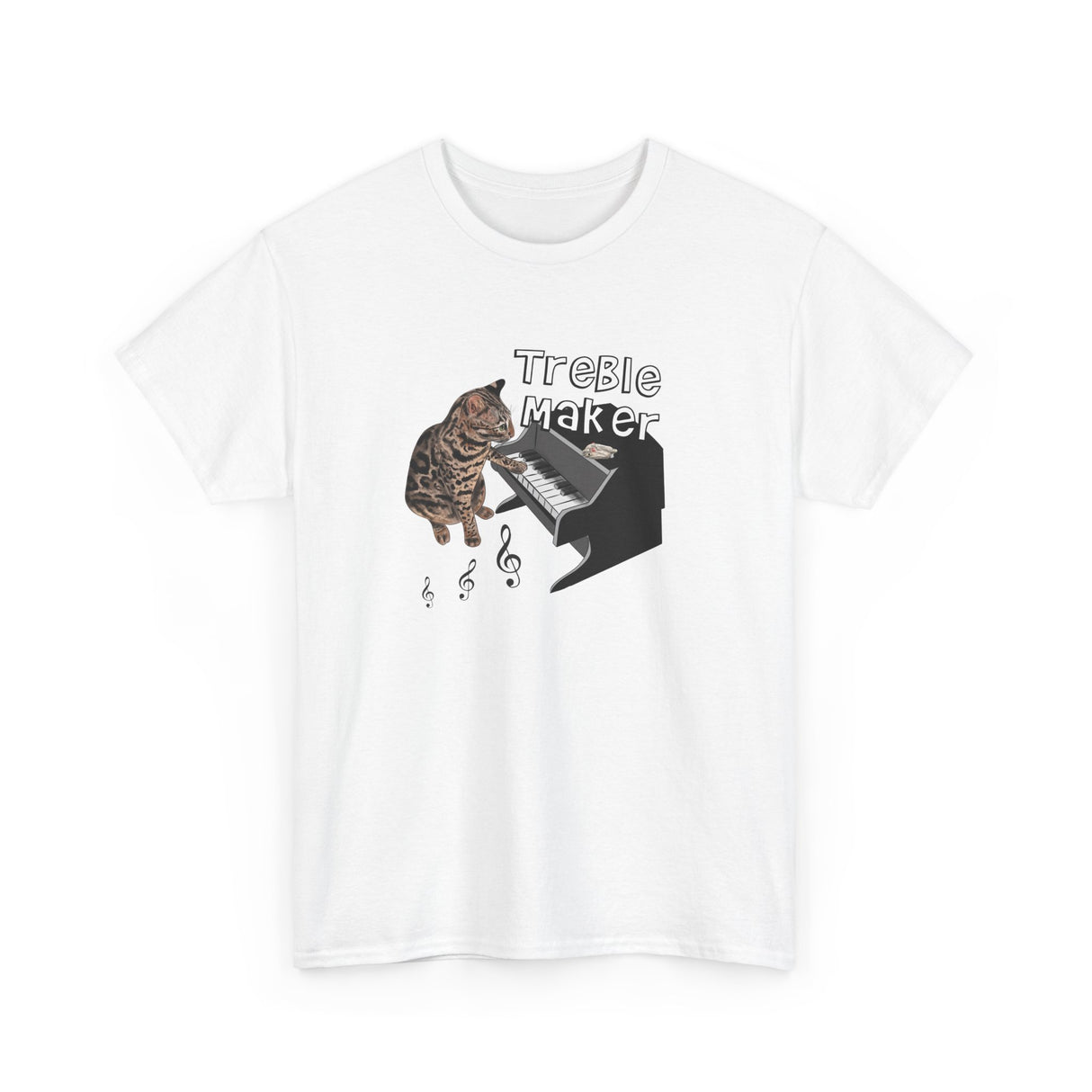 T-Shirt Treble Maker featuring Flounder the Purrmaid Playing Piano Design
