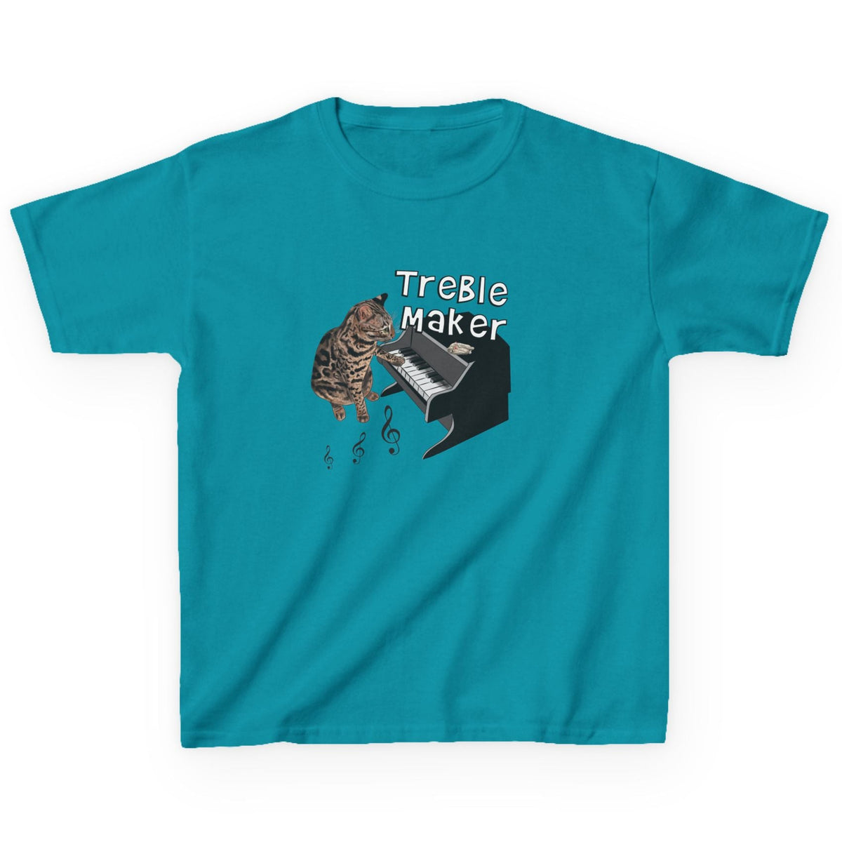 Kids Tee - Treble Maker Design Hand Drawn by Flounder's Mom, Nina Featuring Flounder the, shown in Tropical Blue