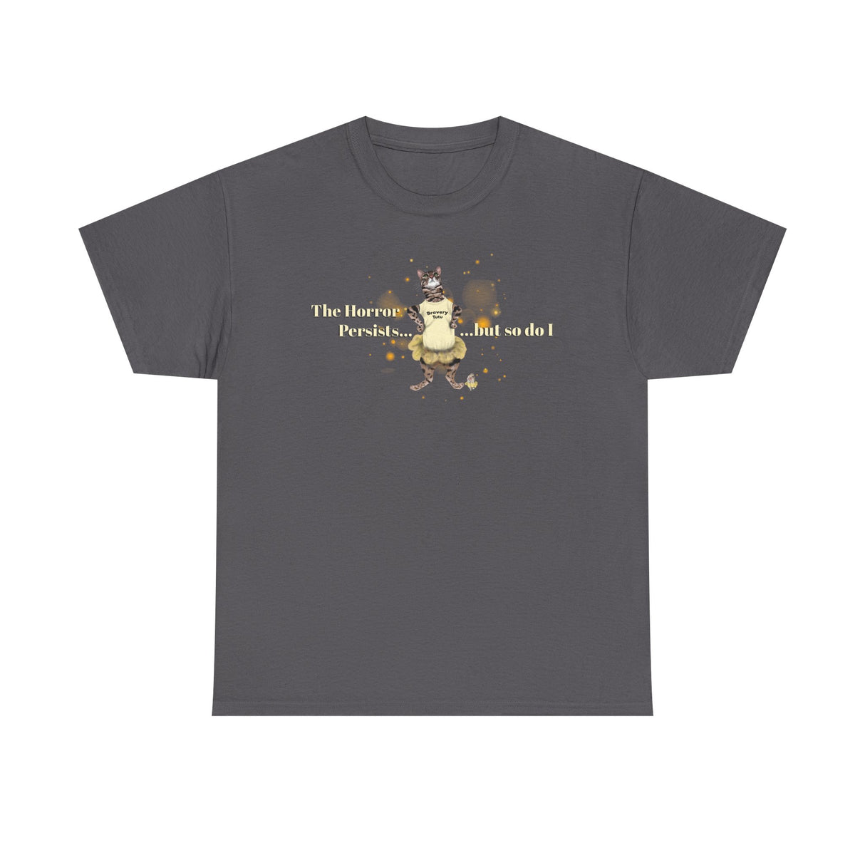 Unisex Heavy Cotton Tee - Bravery Tutu design featuring Flounder with Mouse Toy by her side