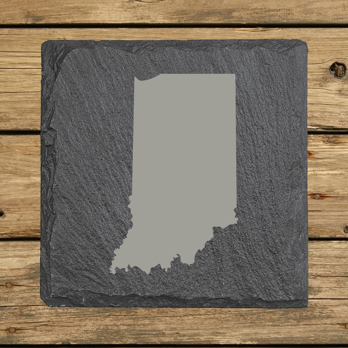 Indiana Slate Coaster Set – Engraved Natural Stone (Set of 4)