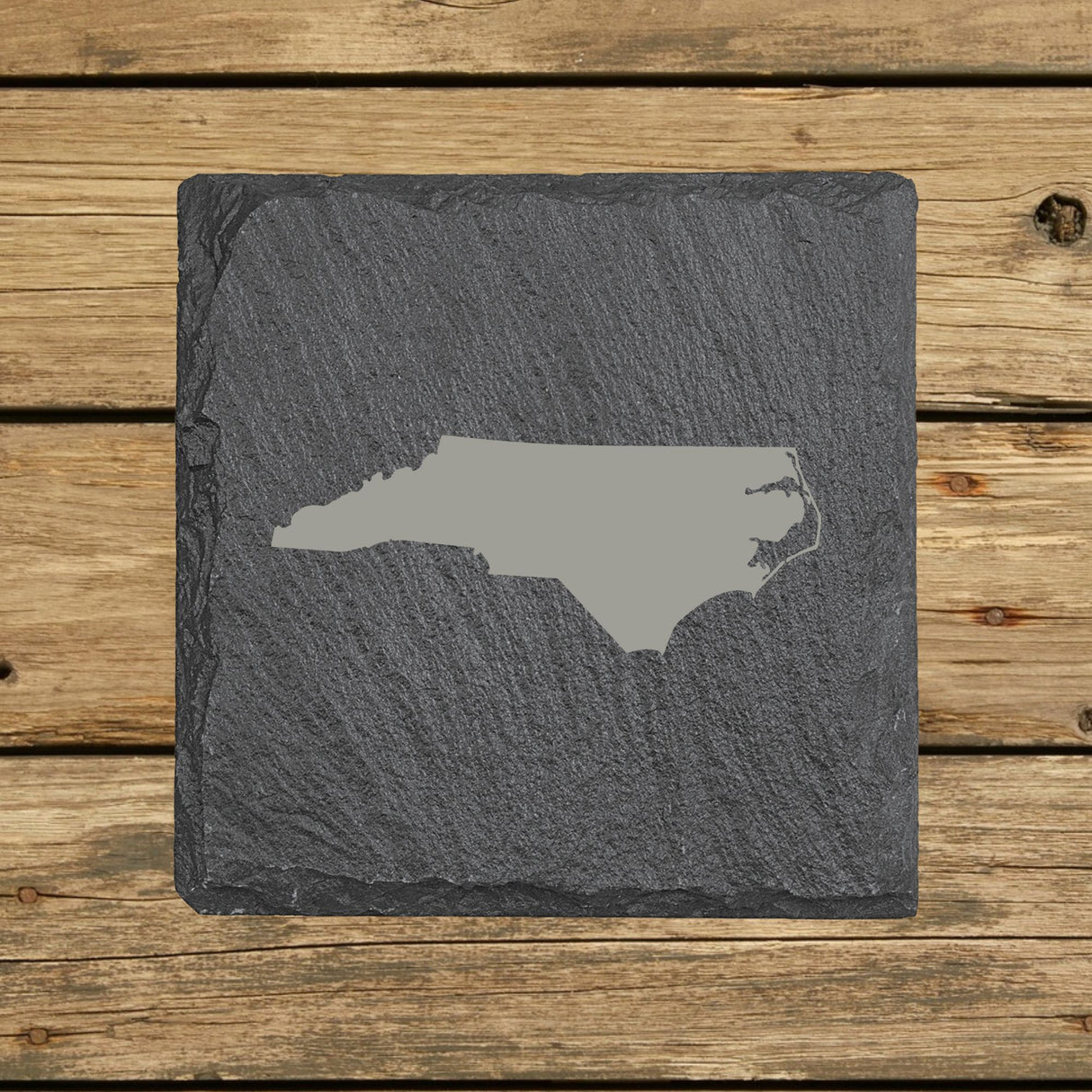 North Carolina Slate Coaster Set – Engraved Natural Stone (Set of 4)