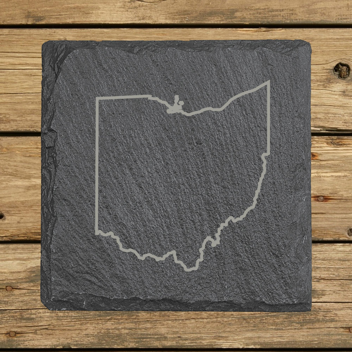 Ohio Slate Coaster Set – Engraved Natural Stone (Set of 4)