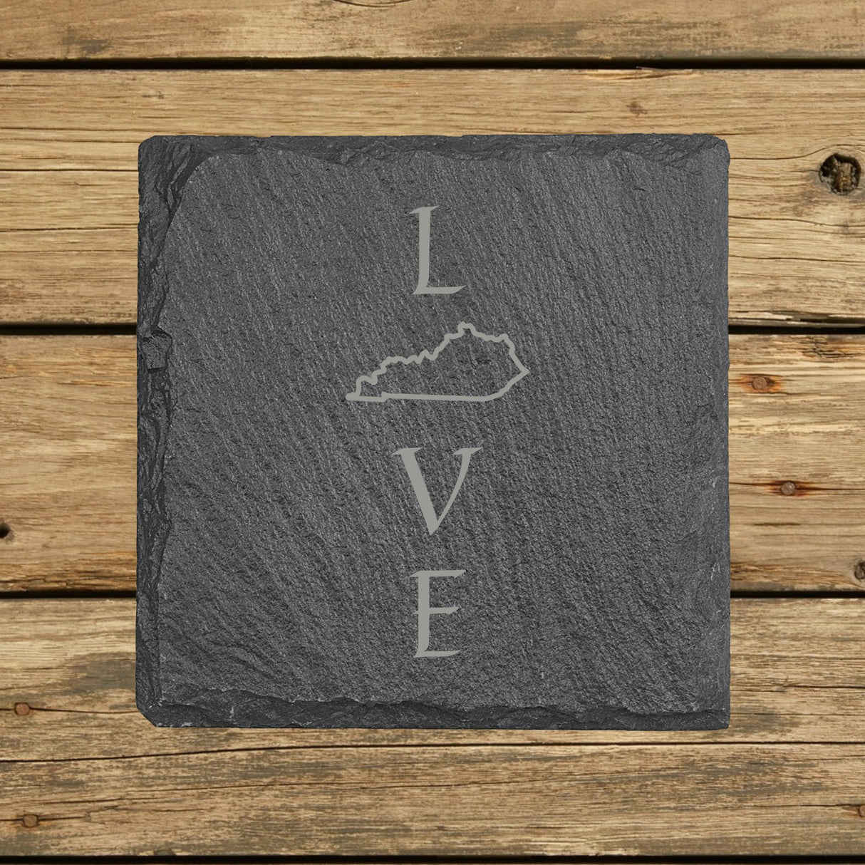 Kentucky Slate Coaster Set – Engraved Natural Stone (Set of 4)