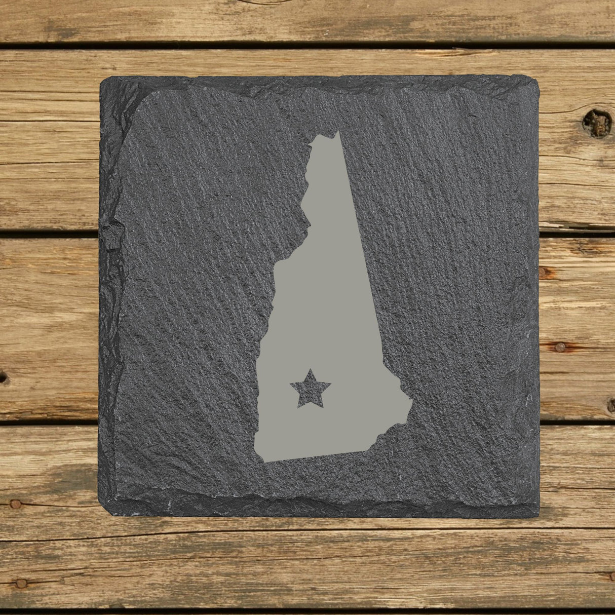 New Hampshire Slate Coaster Set – Engraved Natural Stone (Set of 4)