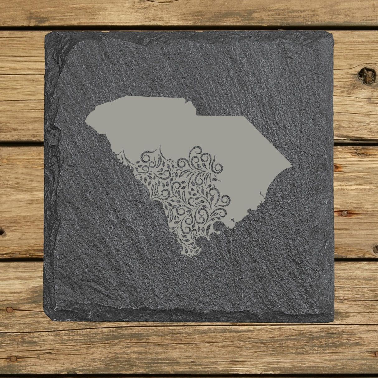 South Carolina Slate Coaster Set – Engraved Natural Stone (Set of 4)