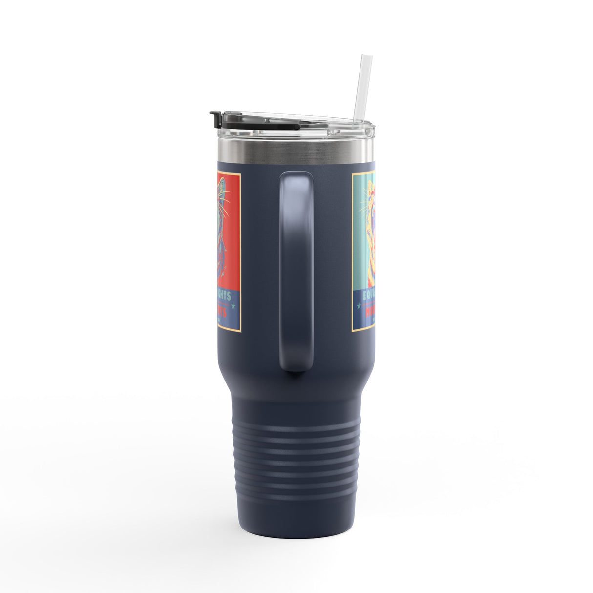 Insulated Travel Mug — "Vote Fish 2028" Funny Political Campaign Design Featuring Flounder the Purrmaid