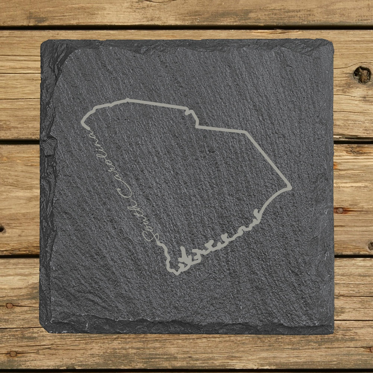 South Carolina Slate Coaster Set – Engraved Natural Stone (Set of 4)