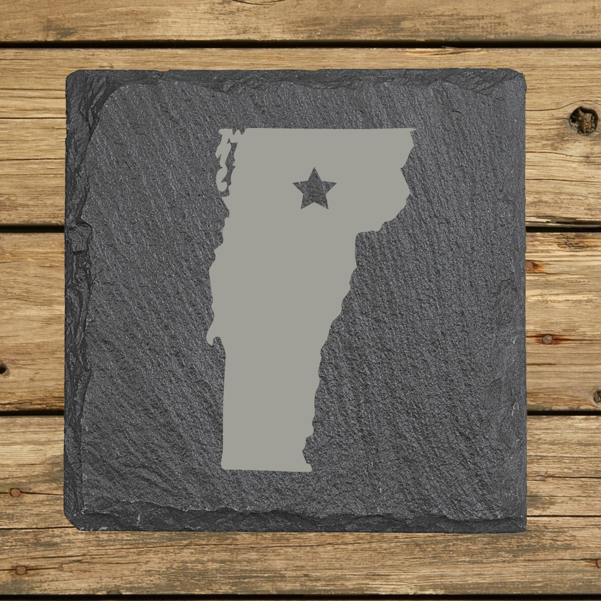 Vermont Slate Coaster Set – Engraved Natural Stone (Set of 4)