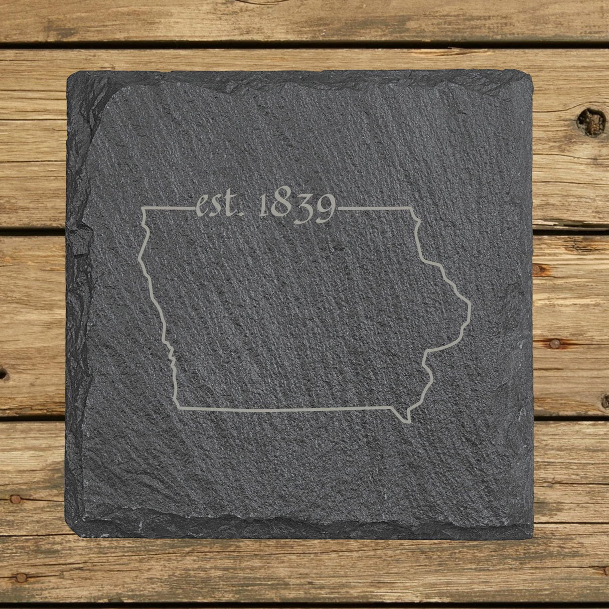Iowa Slate Coaster Set – Engraved Natural Stone (Set of 4)
