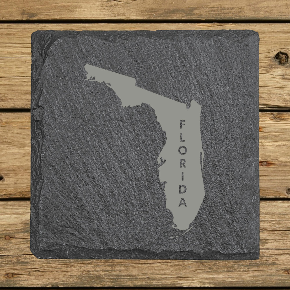 Florida Slate Coaster Set – Engraved Natural Stone (Set of 4)