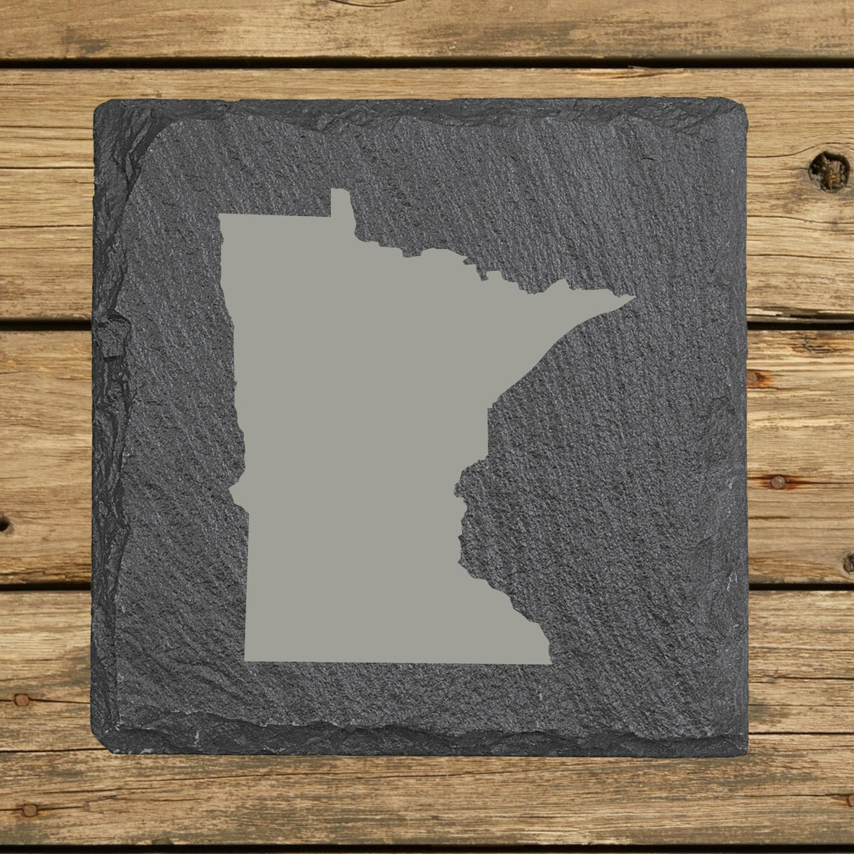 Minnesota Slate Coaster Set – Engraved Natural Stone (Set of 4)