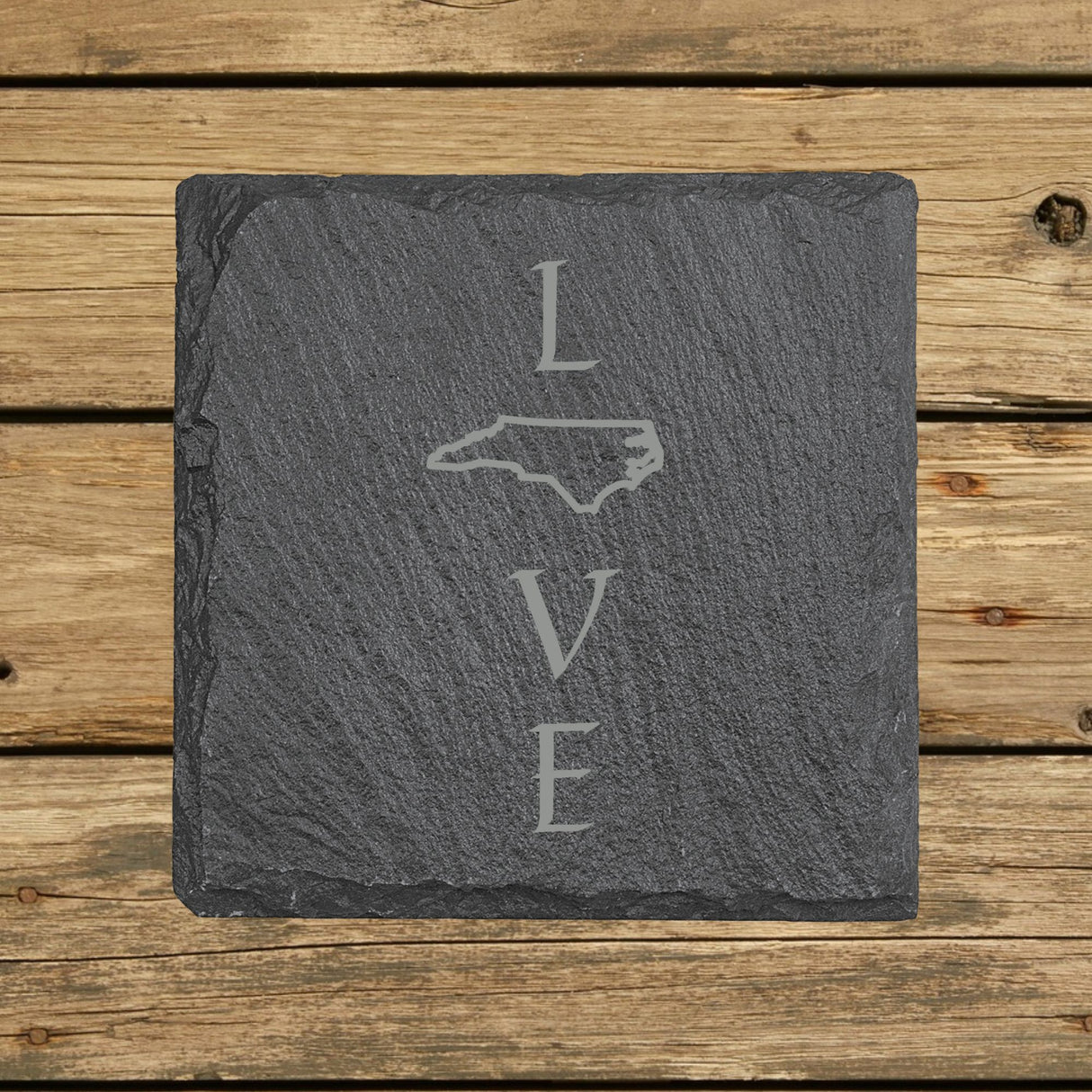 North Carolina Slate Coaster Set – Engraved Natural Stone (Set of 4)