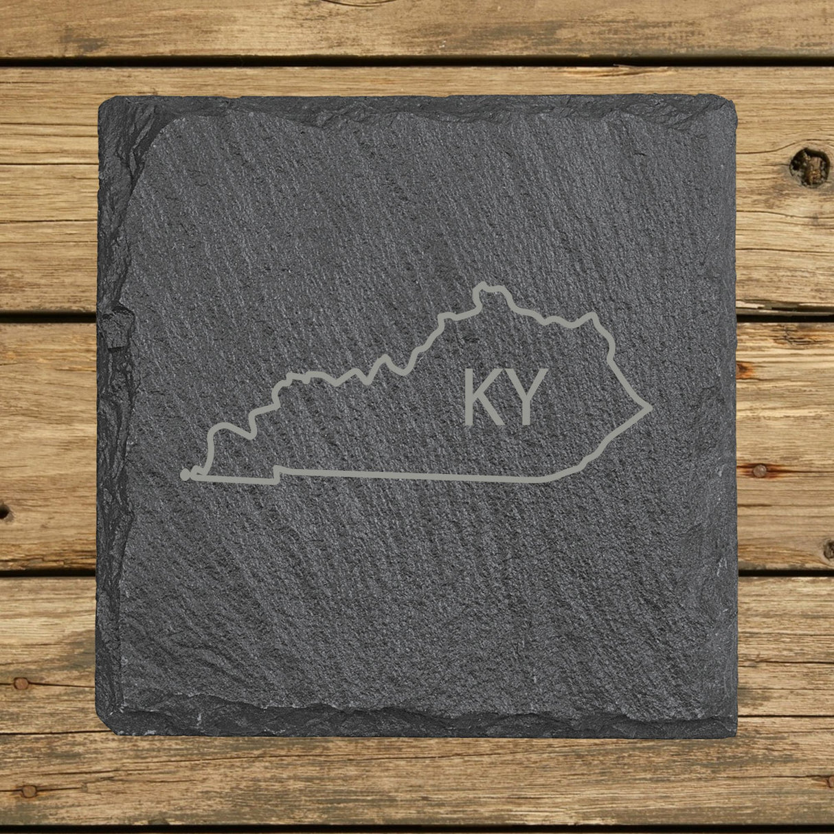 Kentucky Slate Coaster Set – Engraved Natural Stone (Set of 4)