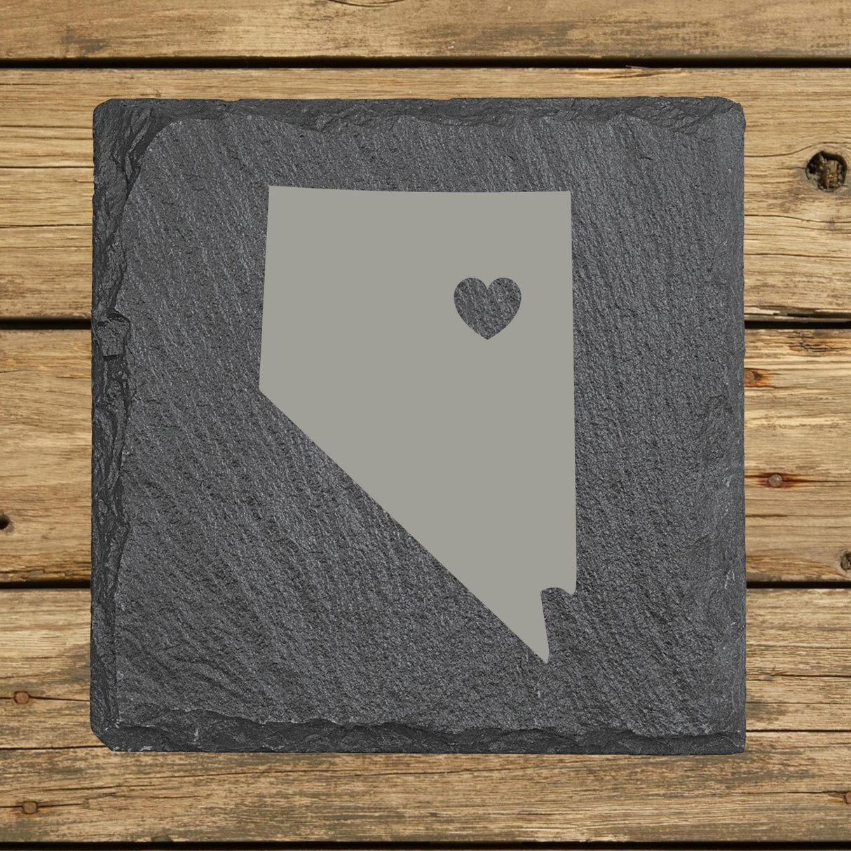 Nevada Slate Coaster Set – Engraved Natural Stone (Set of 4)